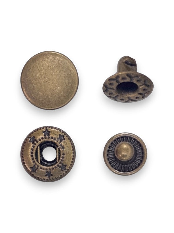 Press Studs - Antique Brass, 12 mm, ( Material: Copper), ±50 Sets - Image 2