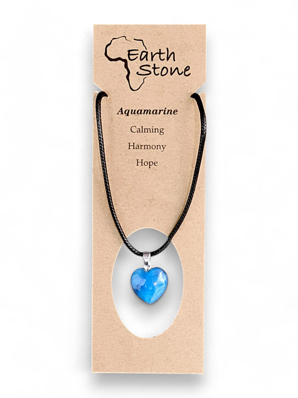 Earth Stone Beads - Heart, Aquamarine - Image 2
