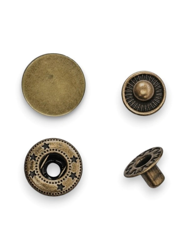 Press Studs - Antique Brass, 15 mm, ( Material: Stainless Steel), ±50 Sets - Image 2