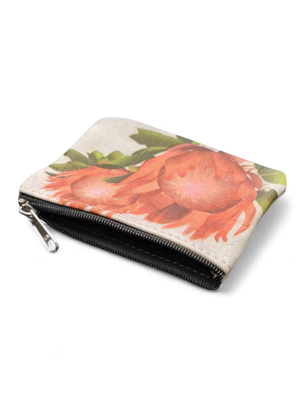 Leather Protea PURSE - Protea WITH Leaves - ±9×14×1 Cm - Image 2