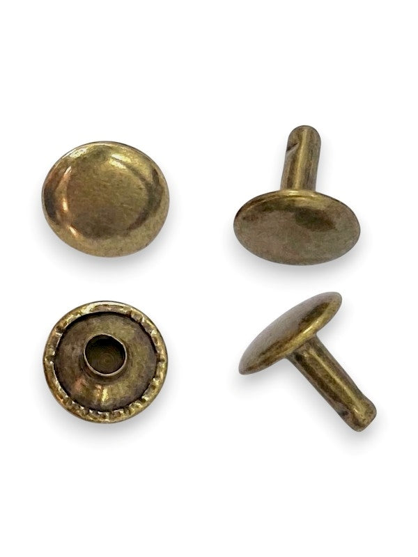 Double Capped Rivet - Antique Brass, Cap Width And Height 10×4 mm, Rivet Post Height And Width 10×10 mm, ±400 Sets - Image 2