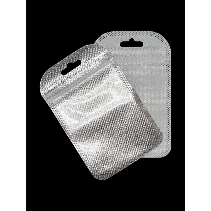 Pet+non - WOVEN - Silver WITH Transparent FRONT - Outside ±7×11 Cm - Inside ±6×8 Cm - Thickness 80 Microns ±50-Piece - Image 