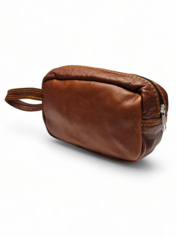 Leather Pencil BAG - RED BROWN - ±12×16 Cm - Image 2