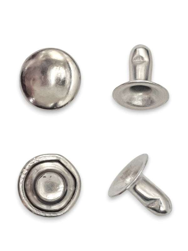 Double Capped Rivet - Silver, Cap Width And Height 7×4 mm, Rivet Post Height And Width 7×7 mm, ±1000 Sets - Image 2