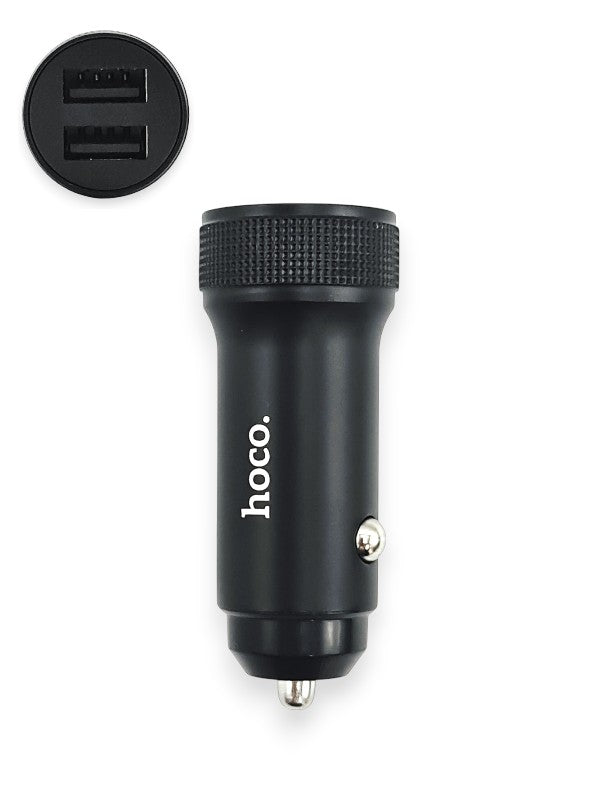 Hoco Z49 - Dual Port Car Charger, Total Output 12w, Black - Image 2