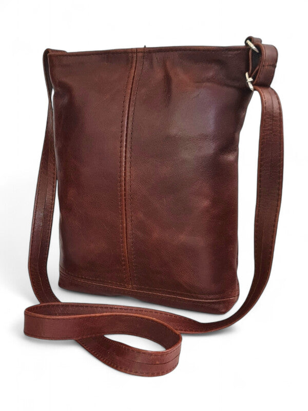 Leather SLING BAG - EXTRA LARGE - BROWN ±28×20×6 Cm - Image 2