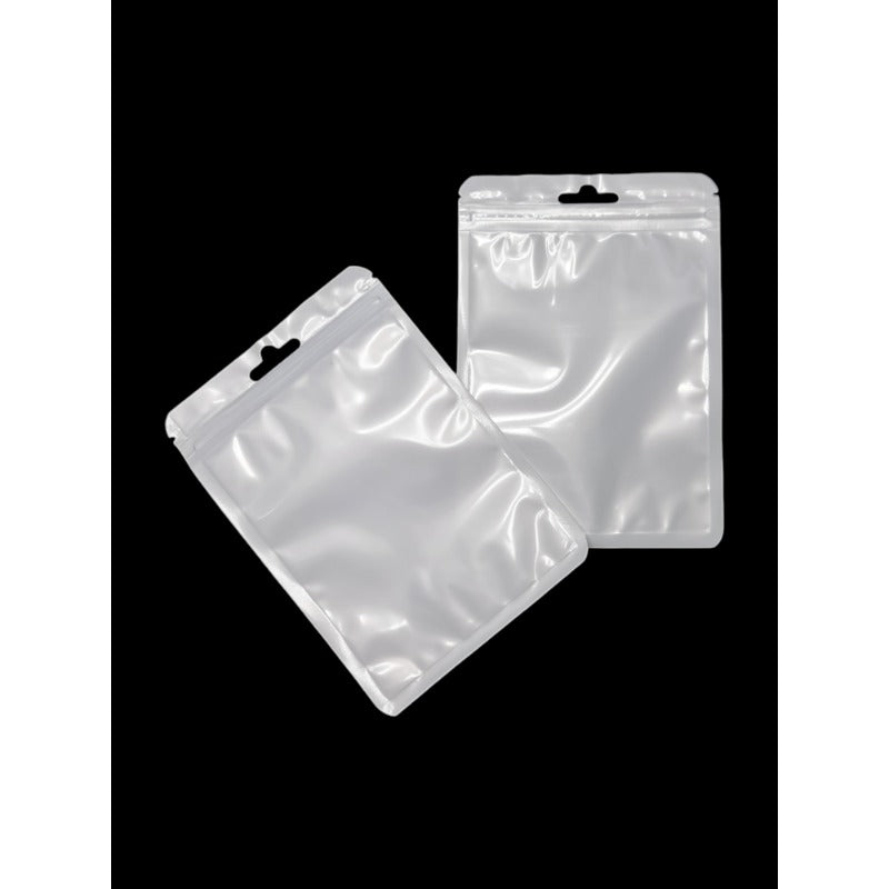 PET Ziplock BAG - Transparent FRONT AND WHITE BACK - Outside ±10.5×15 Cm - Inside ±9.5×12 Cm - Thickness 80 Microns ±50-Piece