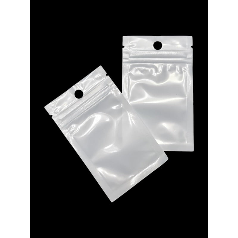 PET Ziplock BAG - Transparent FRONT AND WHITE BACK - ±6×10 Cm - Thickness 180 Microns ±100-Piece - Image 2