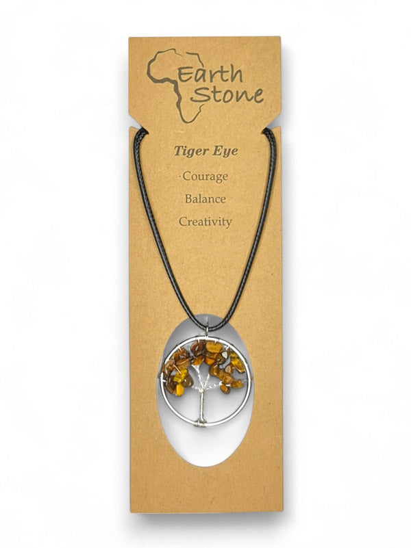 Earth Stone Beads - Tree Of Life, Round, Tiger Eye - Image 2