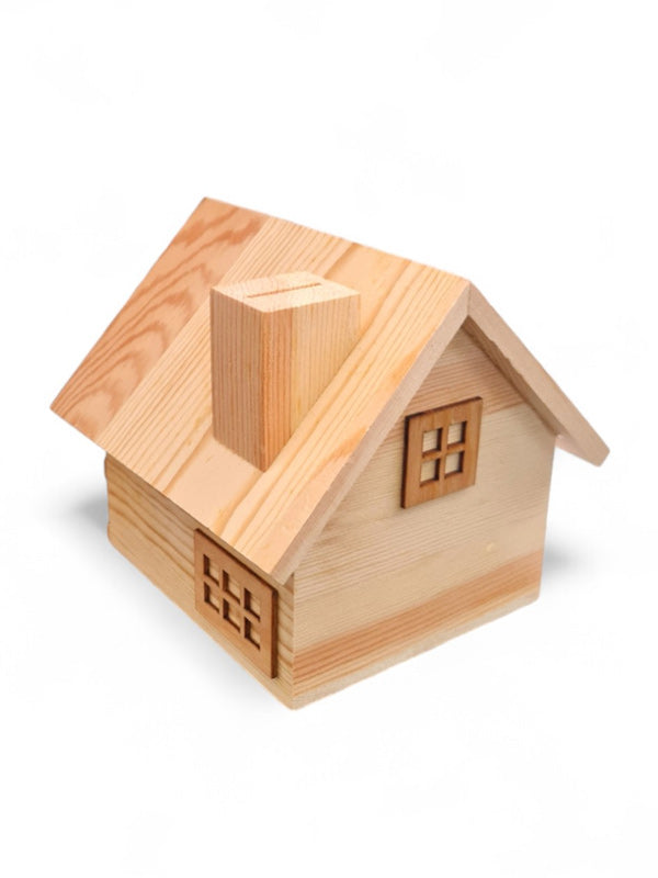 Wooden Craft House Money Box ±14.5×14×13 cm - Image 2