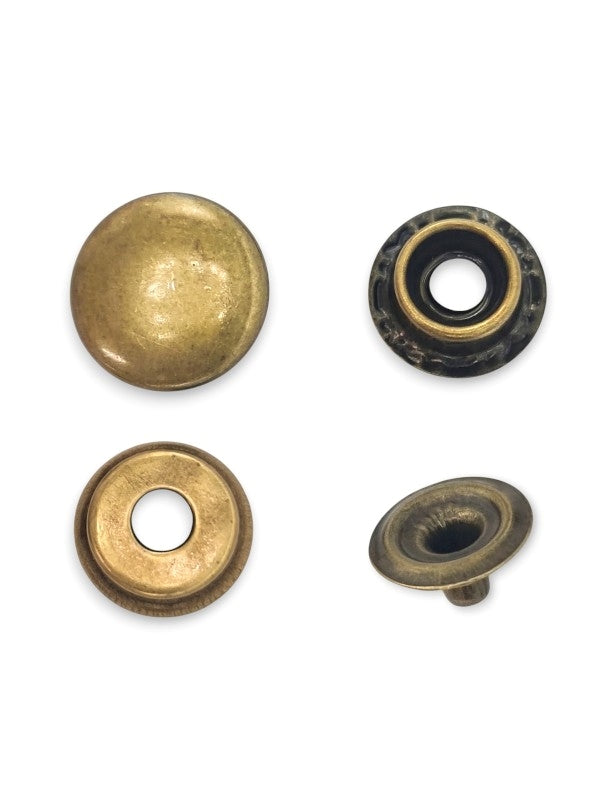 Press Studs - Antique Brass, 15 mm, ( Material: Iron), ±100 Sets - Image 2