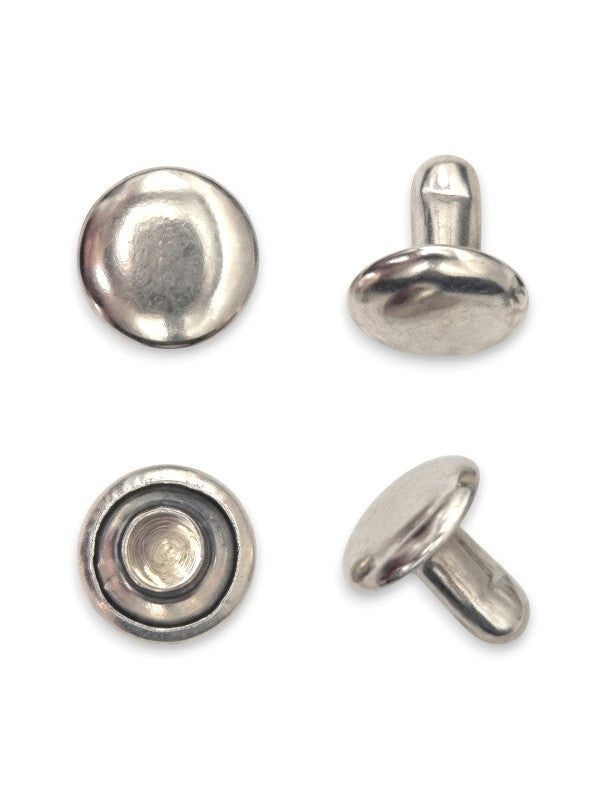 Double Capped Rivet - Silver, Cap Width And Height 8×3.8 mm, Rivet Post Height And Width 8×8 mm, ±100 Sets - Image 2