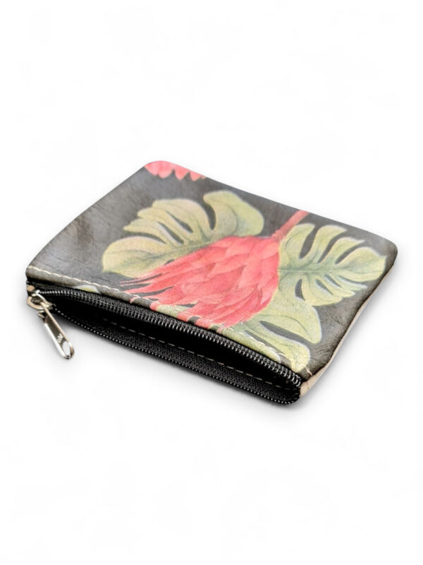 Leather Protea PURSE - Protea WITH Leaves - ±9×14×1 Cm - Image 2