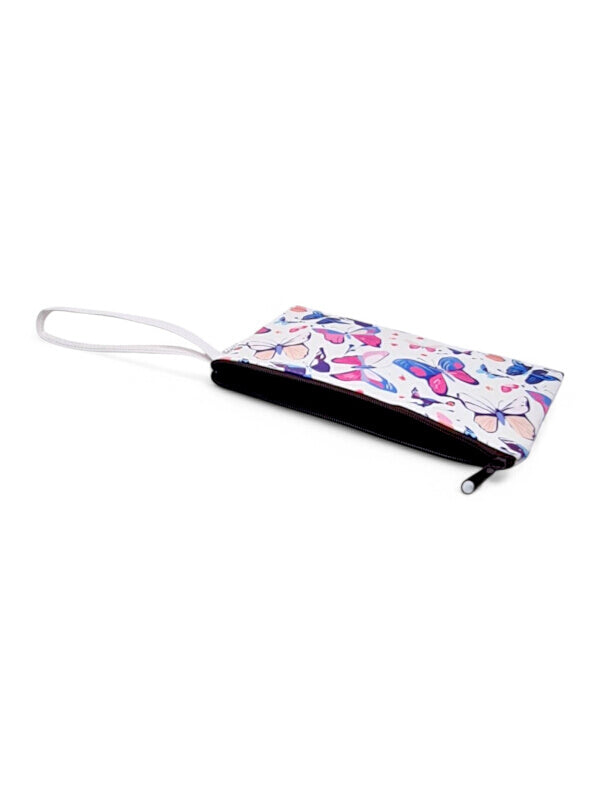 Pencil BAG - WHITE - Butterflies - ±12.5×24×1 Cm - Image 2