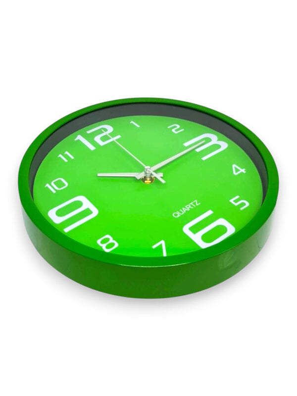 Wall Clock - Round, Plastic, Green, 25 cm - Image 2