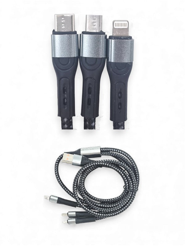 Yesplus Ys - 841 - 3-in-1 Fast-Charging Cable, Fast Transmission, Up To 6A High Current Transmission, 1.2 m Cable, 3 Devices 