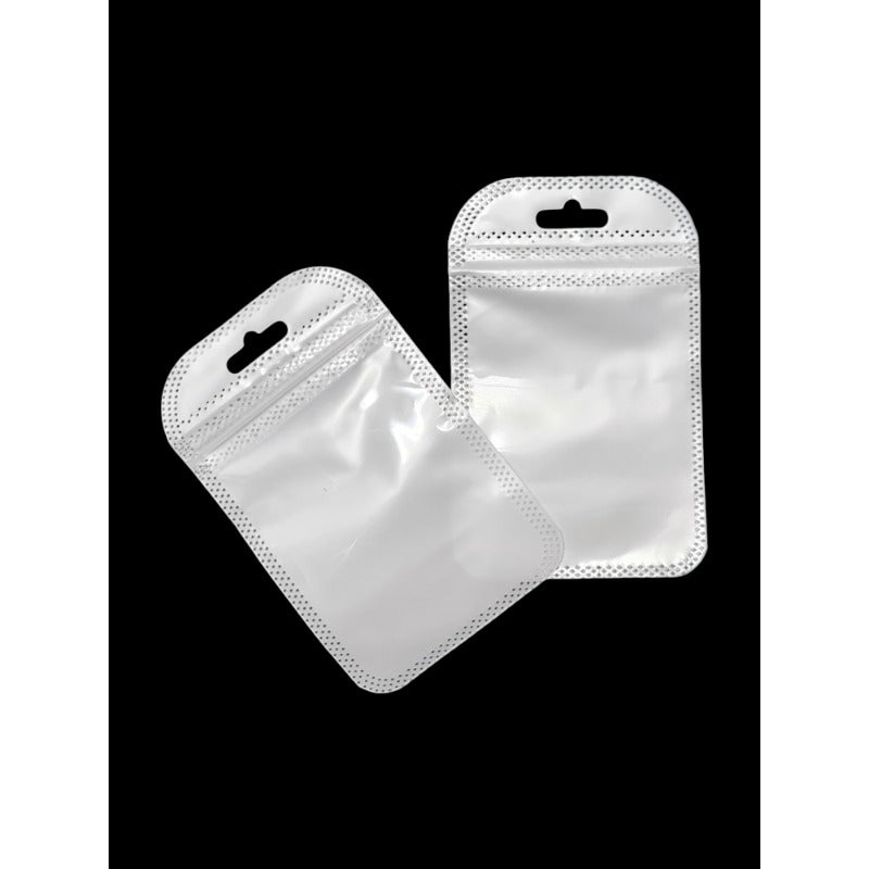 PP Ziplock BAG - Transparent FRONT AND WHITE BACK - Outside ±7×11 Cm - Inside ±6×8 Cm - Thickness 60 Microns ±50-Piece - Imag
