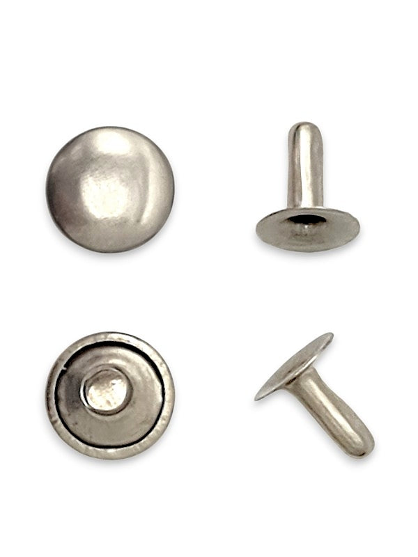 Double Capped Rivet - Silver, Cap Width And Height 10×5 mm, Rivet Post Height And Width 9×8 mm, ±1000 Sets - Image 2