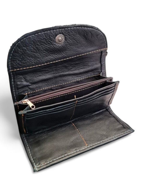 Leather Wallet - BLACK - ±10×21 Cm - Image 2