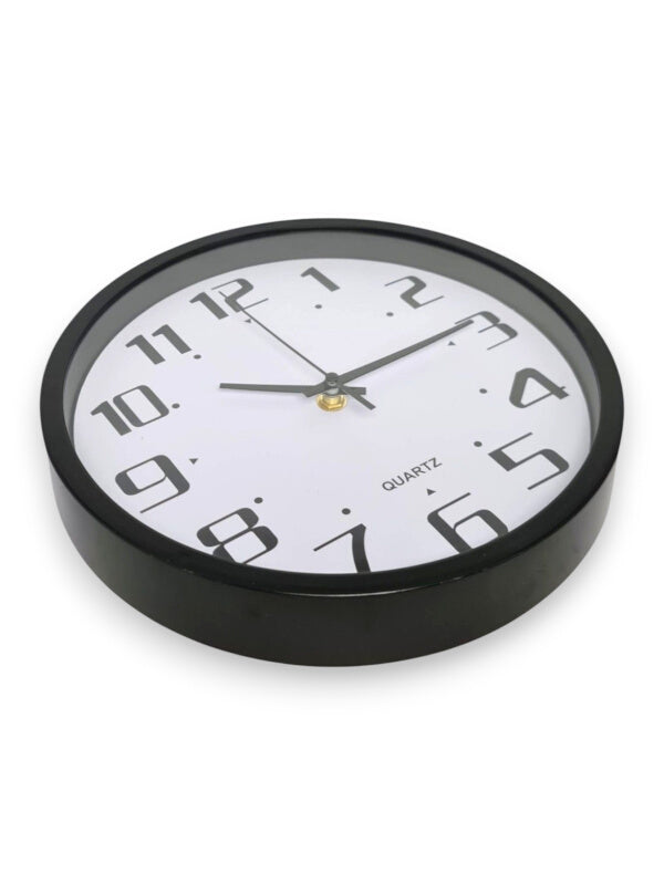 Wall Clock - Round, Plastic, Black, 25 cm - Image 2