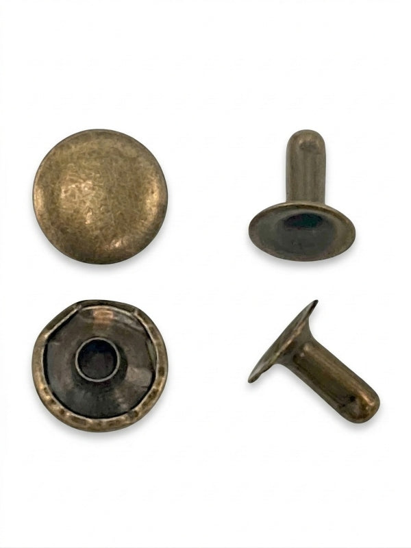 Double Capped Rivet - Antique Brass, Cap Width And Height 10×4 mm, Rivet Post Height And Width 9×8 mm, ±1000 Sets - Image 2