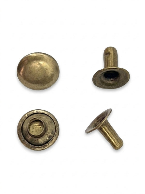 Double Capped Rivet - Antique Brass, Cap Width And Height 8×4 mm, Rivet Post Height And Width 8×8 mm, ±500 Sets - Image 2