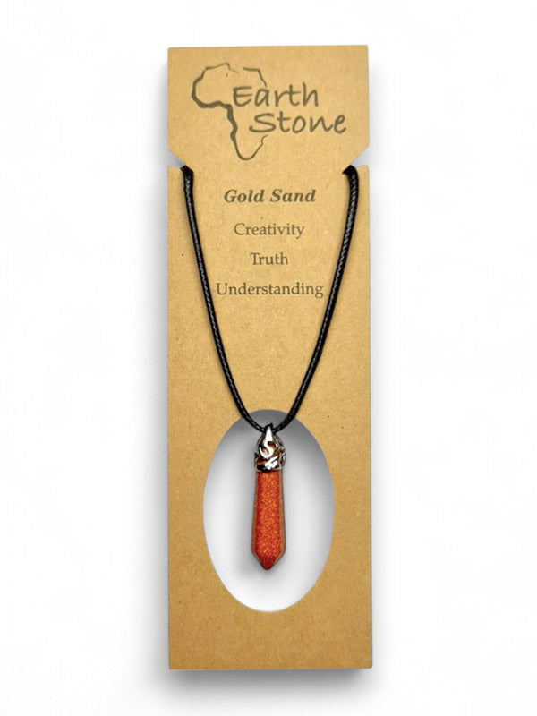 Earth Stone Beads - Hexagon Drop, Gold Sand - Image 2