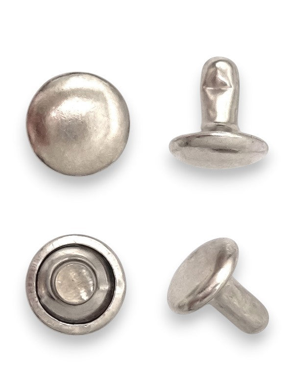 Double Capped Rivet - Silver, Cap Width And Height 7×3.8 mm, Rivet Post Height And Width 7×7 mm, ±500 Sets - Image 2