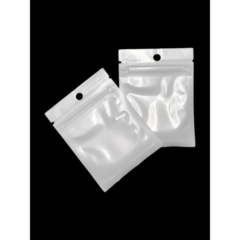PET Ziplock BAG - Transparent FRONT AND WHITE BACK ±6×8 Cm ±100-Piece - Image 2