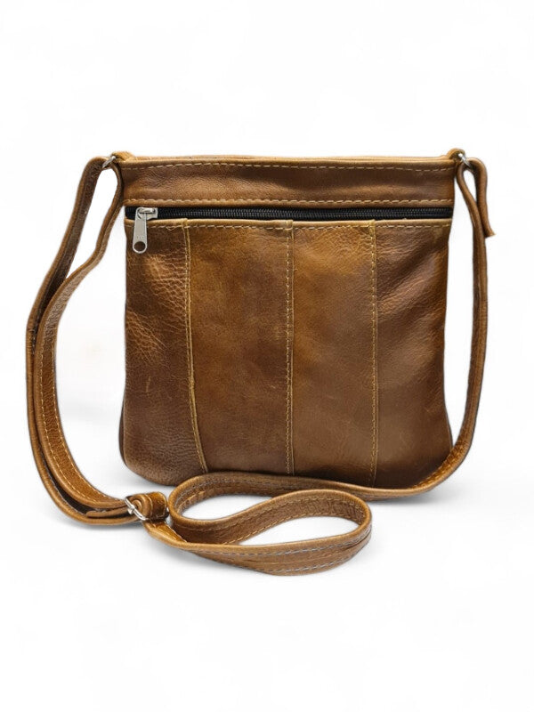 Leather SLING BAG - SMALL - TAN ±22×22×1.5 Cm - Image 2