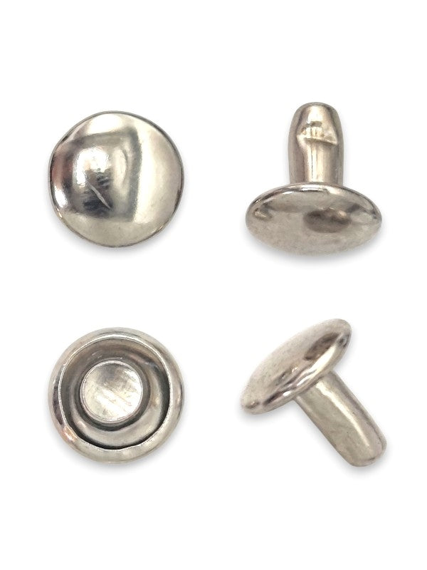 Double Capped Rivet - Silver, Cap Width And Height 7×3.8 mm, Rivet Post Height And Width 7×7 mm, ±500 Sets - Image 2