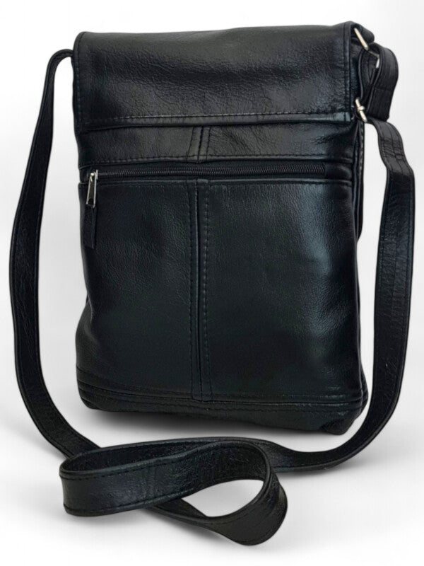 Leather SLING BAG - LARGE - BLACK ±29×23×7 Cm - Image 2
