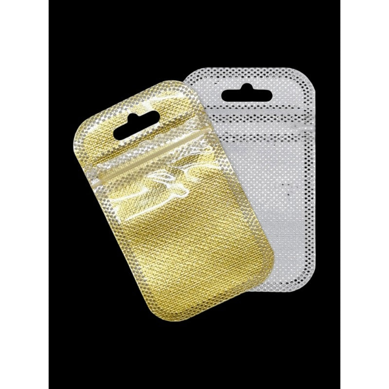Pet+non - WOVEN - GOLD WITH Transparent FRONT - Outside ±5.5×9 Cm - Inside ±4.5×6 Cm - Thickness 80 Microns ±50-Piece - Image