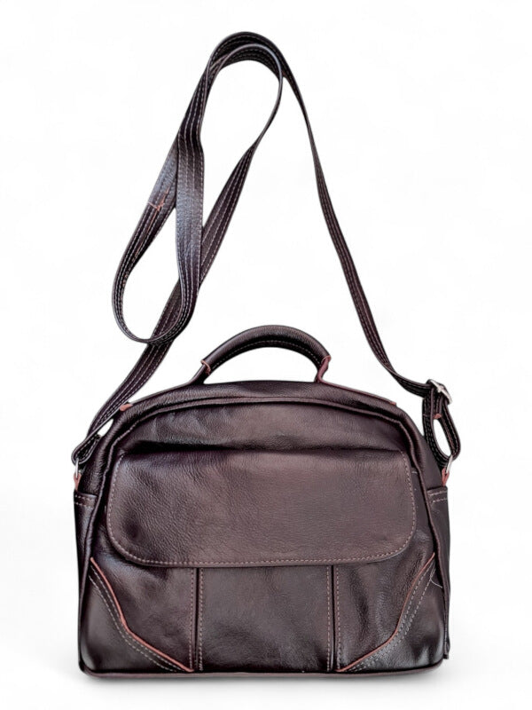 Leather BAG - DARK BROWN - ±21×27.5×11 Cm - Image 2