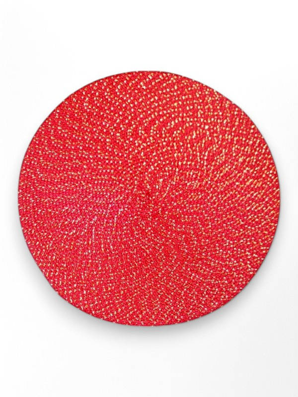 TABLE Placemat WEAVE - ROUND - RED AND GOLD - 38 Cm