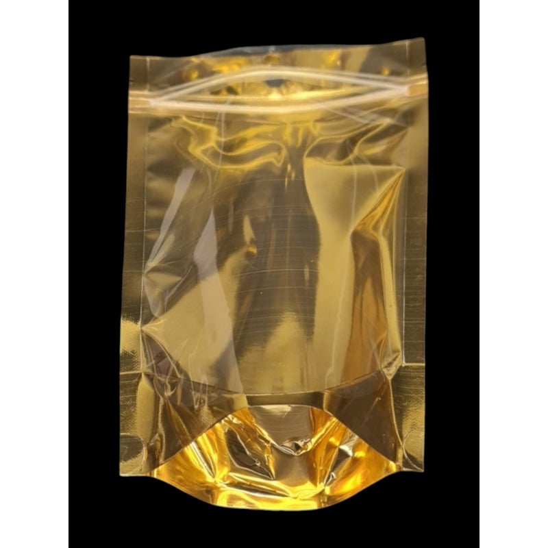 Pet+cpp Ziplock WITH Gusset - GOLD ±13×20 Cm - Thickness 160 Microns ±50-Piece - Image 3