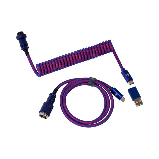 Keychron Premium Coiled Aviator USB Cable - Type-C + USB-A Adapter - Detachable Aviator Connector - 108 cm