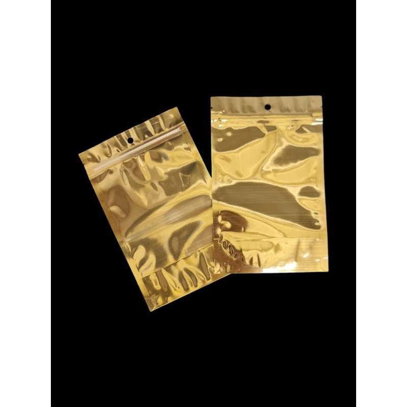 Pet+cpp Ziplock WITH Gusset - GOLD ±13×20 Cm - Thickness 160 Microns ±50-Piece - Image 4