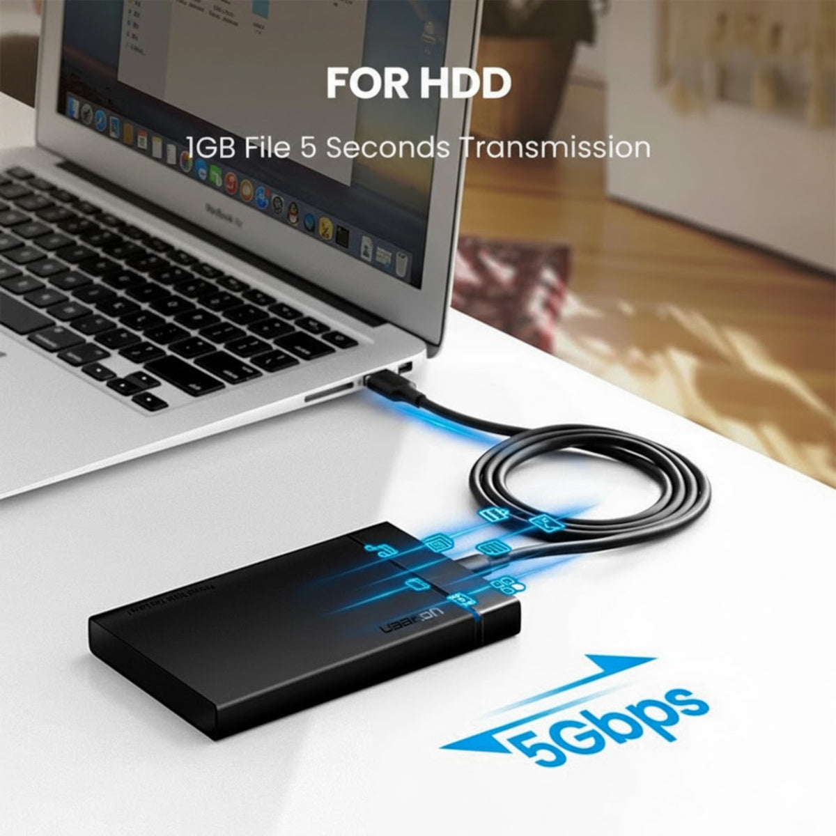 Ugreen Type-C to USB-A 3.0 Cable 1.5m – Fast Charging 3A, 5Gbps Sync – Black - alternate product view 4