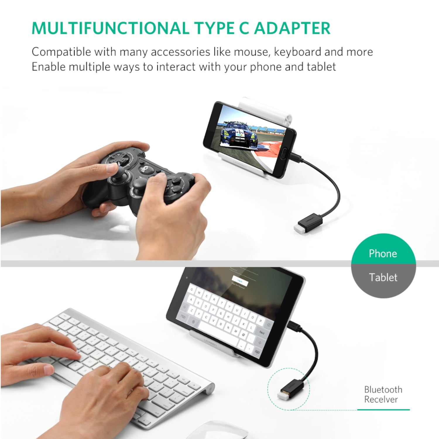 Ugreen Type-C to USB-A Adapter (Male to Female, 15cm)– Black - alternate product view 5