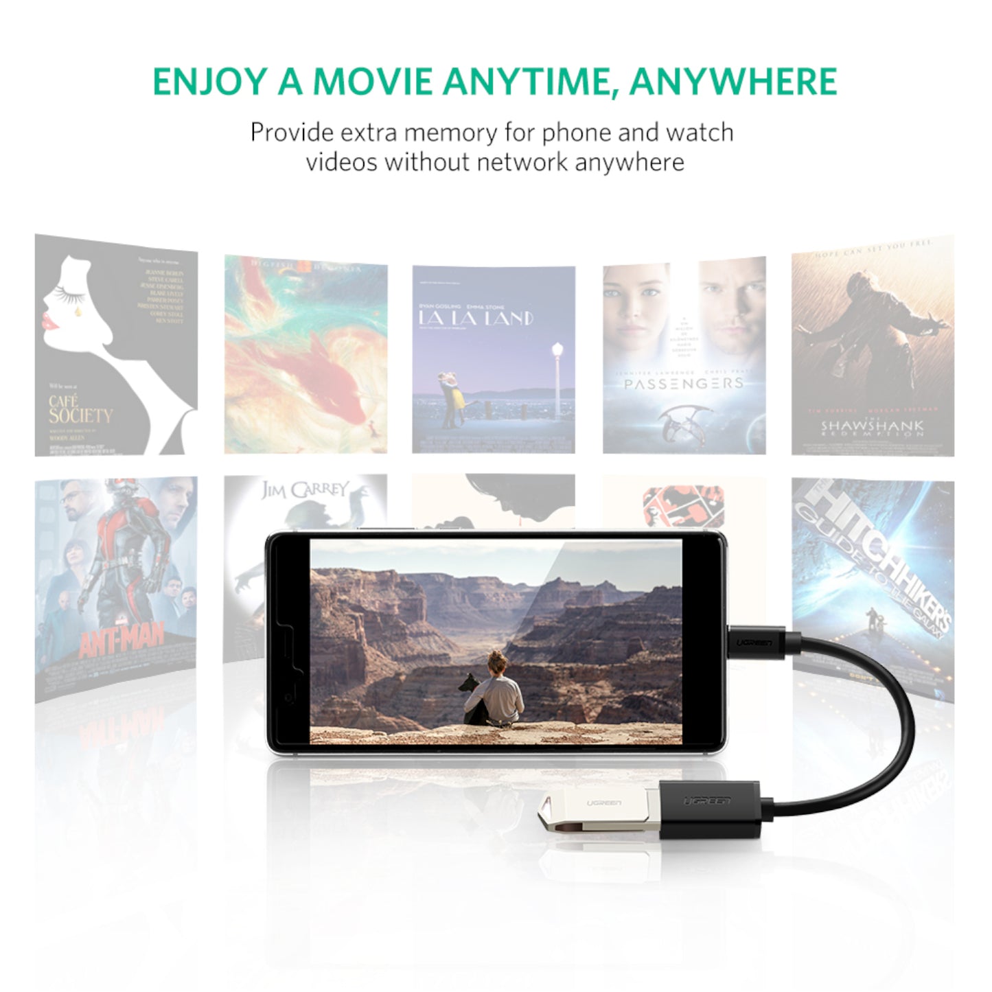 Ugreen Type-C to USB-A Adapter (Male to Female, 15cm)– Black - alternate product view 6