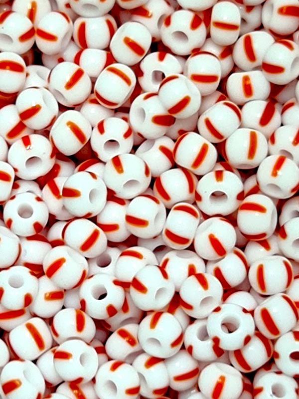 GLASS CZECH BEADS LOOSE - WHITE AND RED - SIZE 8/0 - 1/4KGM (03890 - 8L)