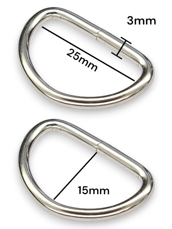 D - RING - Silver - Inside: WIDTH 25 Mm - Height 15 Mm - Thickness 3 Mm - ±100-Piece (Material: IRON) - SAME AS 8616700041N P