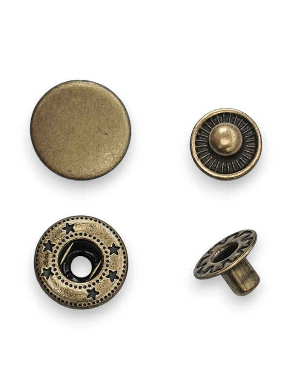 PRESS STUDS - Antique BRASS - 15 Mm - ( Material: IRON) - ±100 SETS - Image 2