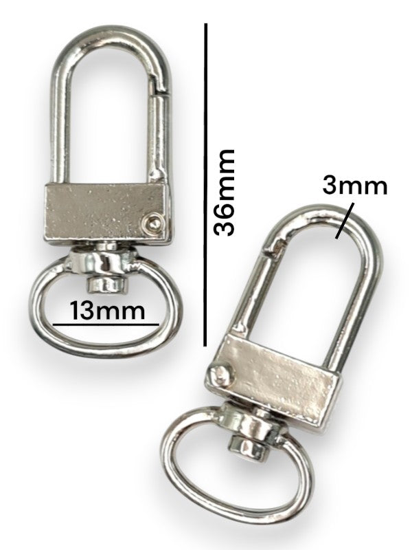 SNAP HOOK - Silver - 13×36×3 Mm - ±20-Piece (BASE Material ALLOY)