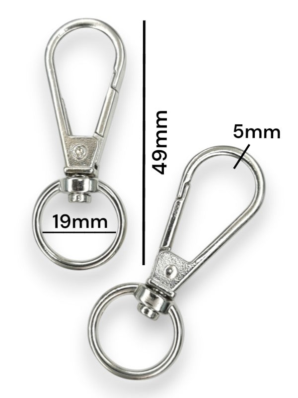 SNAP HOOK - Silver - 19×49×4 Mm - ±20-Piece (BASE Material ALLOY)