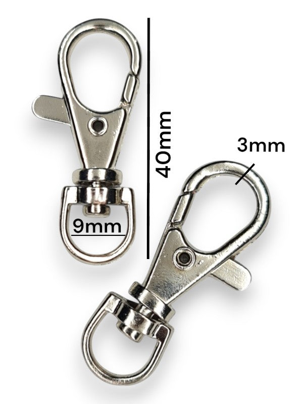 Trigger SNAP HOOK - Silver - 9×40×3 Mm - ±20-Piece (BASE Material ALLOY)