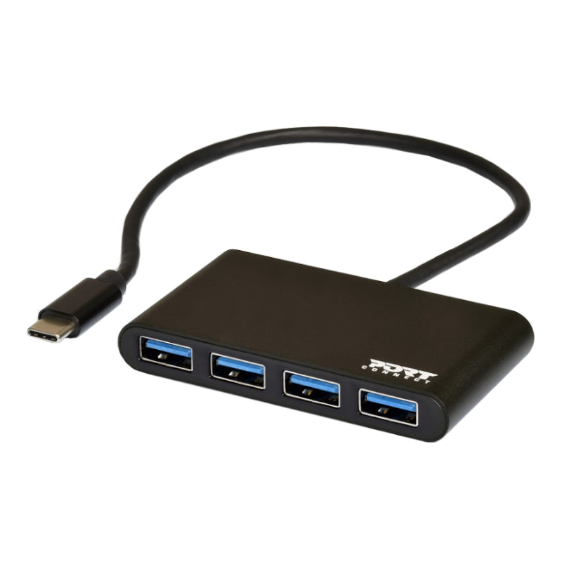 Port USB Type-C to 4 x USB3.0 5Gbps 30cm 4 Port Hub - Black - alternate product view 2