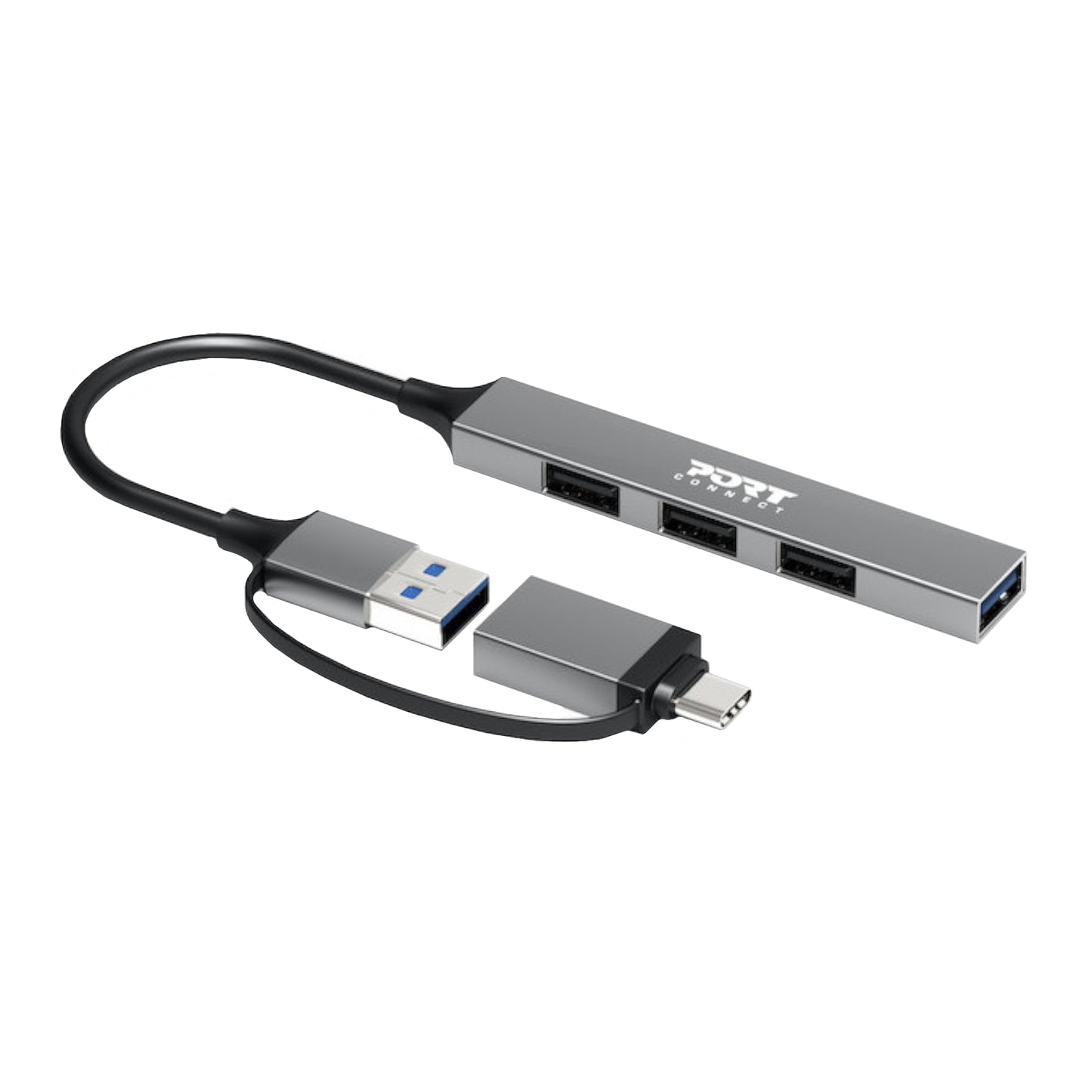 Port Connect USB Type-C to 4-port USB-A 3.0/2.0 Hub - alternate product view 2