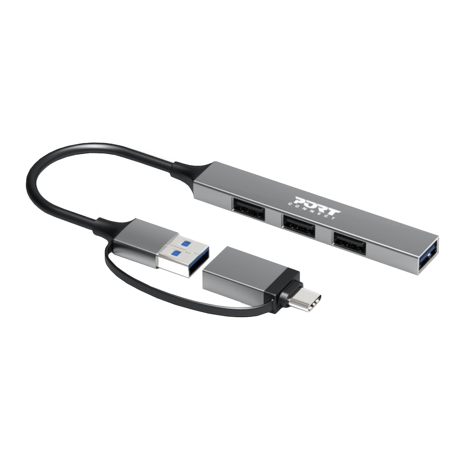 Port Connect USB Type-C to 4-port USB-A 3.0/2.0 Hub - alternate product view 2